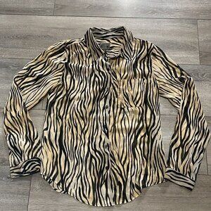 Guess Long Sleeve Shirt Size XS Blouse Semi Sheer Madyson Printed